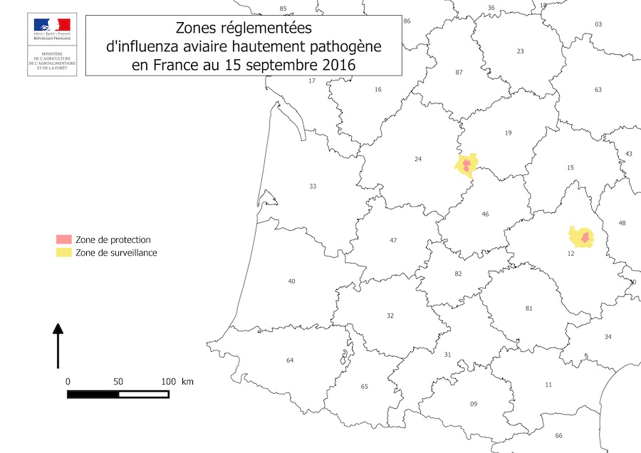 La levée de la zone de restriction mise en place dans le sud-ouest de la France, dans le cadre de la stratégie de lutte contre l'influenza aviaire hautement pathogène, intervient aujourd’hui, 15 septembre 2016